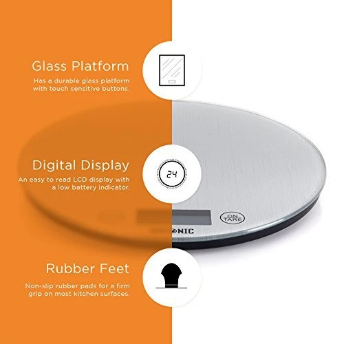 Duronic Digital Kitchen Scales KS1055 Electronic Kitchen Scale Measuring Weighing Scale Baking Scale for Cooking Baking Postal Mail Pet Food Measurement Baker Weight Scale, with Tare Clear LCD Display