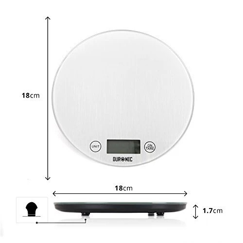 Duronic Digital Kitchen Scales KS1055 Electronic Kitchen Scale Measuring Weighing Scale Baking Scale for Cooking Baking Postal Mail Pet Food Measurement Baker Weight Scale, with Tare Clear LCD Display