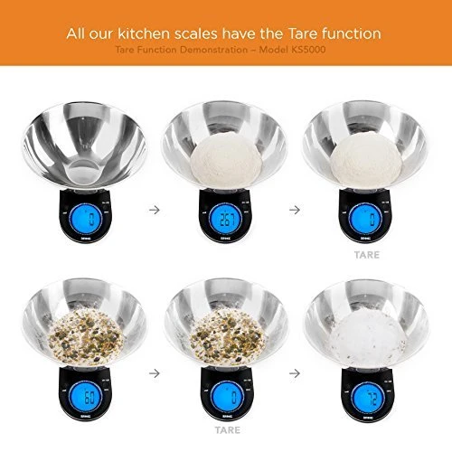 Duronic Digital Kitchen Scales KS1055 Electronic Kitchen Scale Measuring Weighing Scale Baking Scale for Cooking Baking Postal Mail Pet Food Measurement Baker Weight Scale, with Tare Clear LCD Display