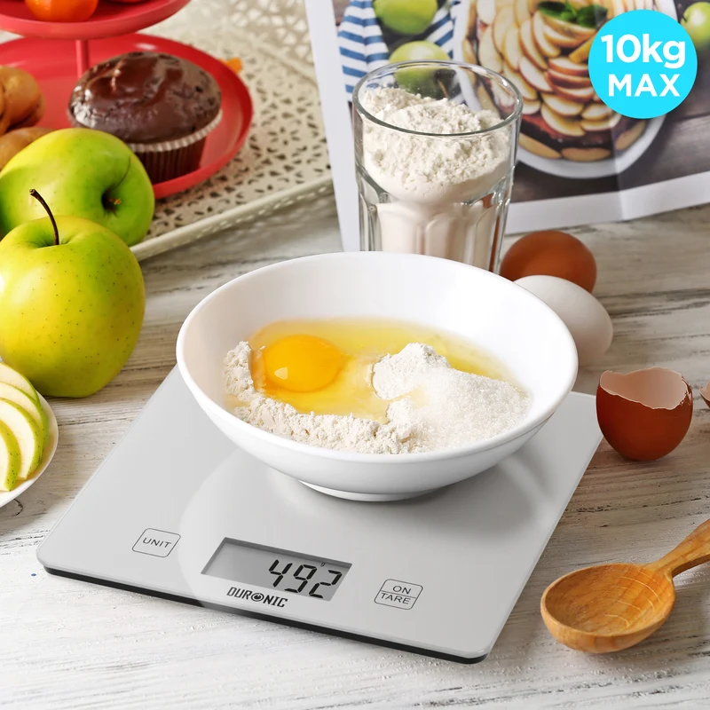Duronic Digital Kitchen Scales KS1080 Digital Cooking Scales, Food Weighing Balance, Postal Scale, Electronic Weighing Scale for Kitchen, Baking Scale for Cooking, Pet Food, School, Office