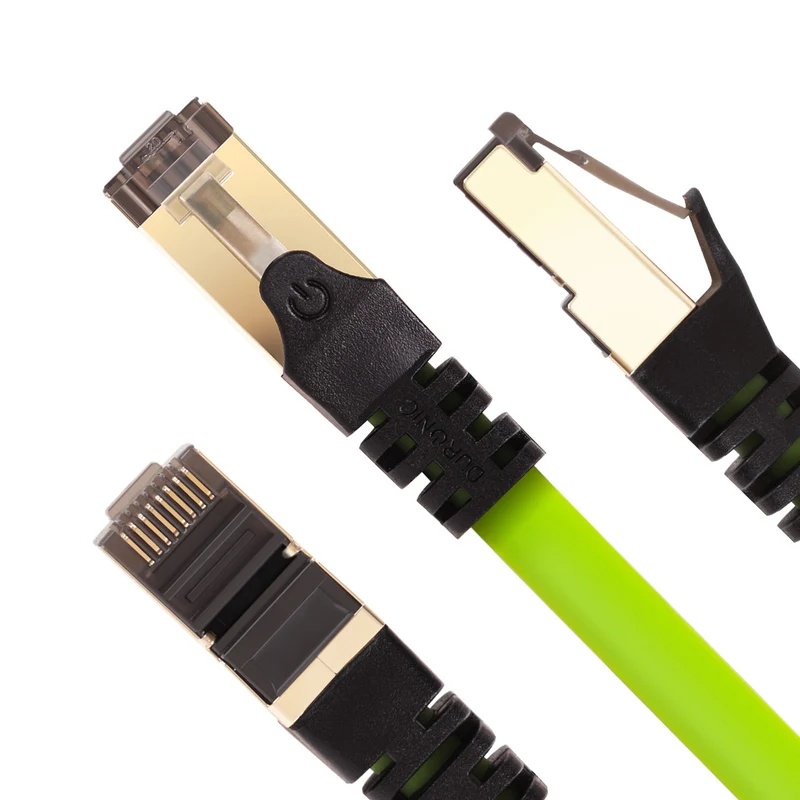 Duronic Ethernet Cable 1.5M High Speed CAT 8 Patch Network Shielded Lead 2GHz / 2000MHz / 40 Gigabit, CAT8 SFTP Wire, Snagless RJ45 Super-Fast Data - Green