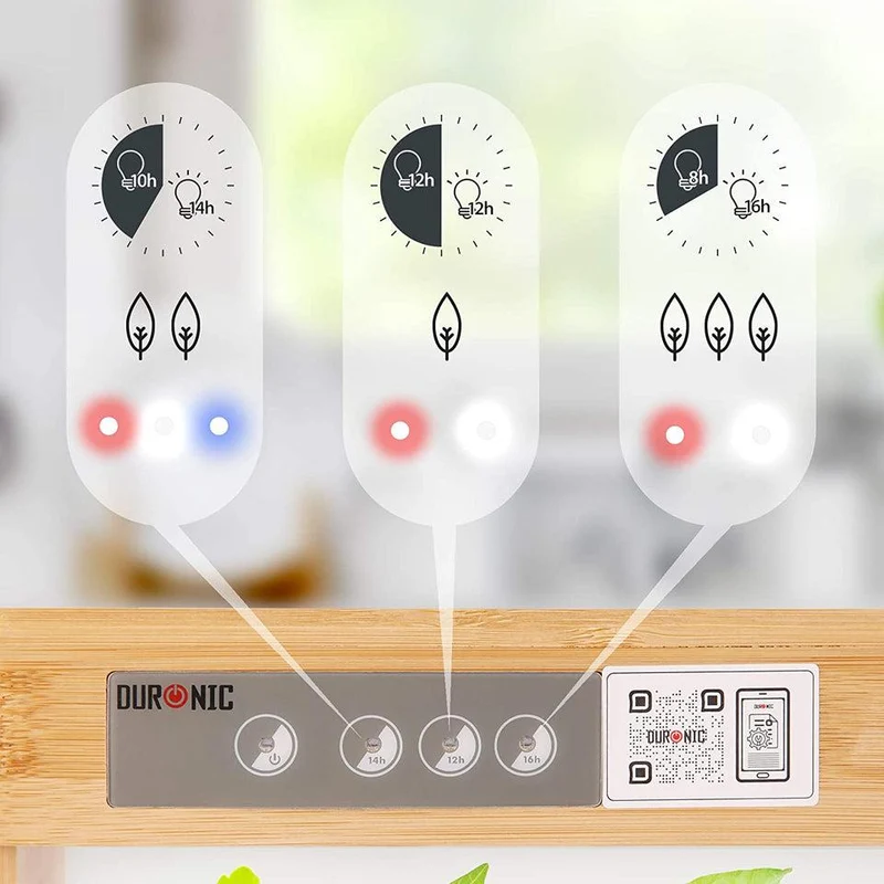 Duronic Hydroponic Growing System GHS48 | Indoor Garden Box with Grow Lamp for 8 Plants or Herbs | 100x LED Spectrum Bulbs: White, Red & Blue| 3 Light/Growth Modes | Smart Germination Kit | 30W