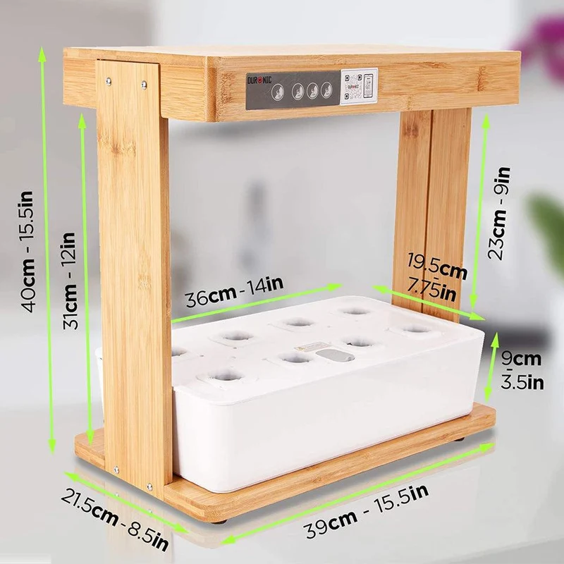 Duronic Hydroponic Growing System GHS48 | Indoor Garden Box with Grow Lamp for 8 Plants or Herbs | 100x LED Spectrum Bulbs: White, Red & Blue| 3 Light/Growth Modes | Smart Germination Kit | 30W