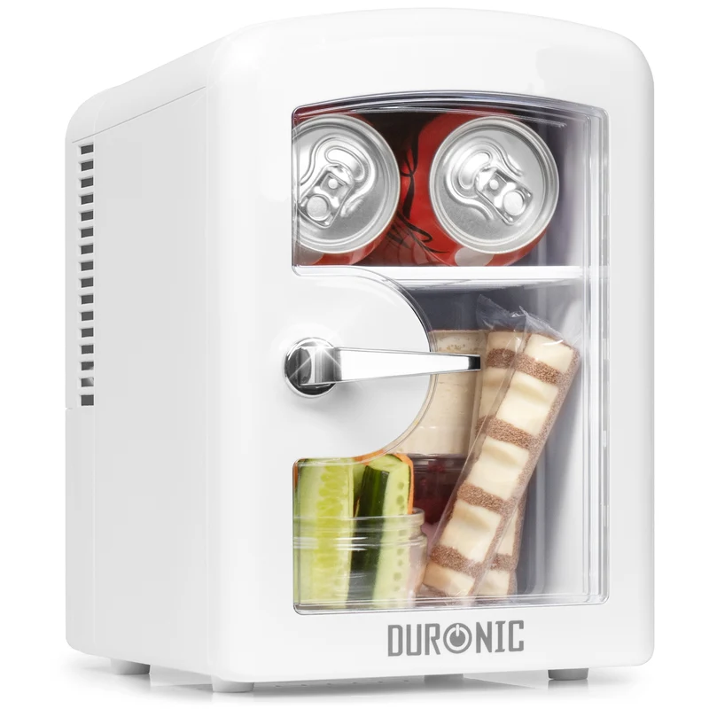 Duronic MFW4 WE Mini Fridge Warmer 4L / 6 Can Quiet Thermoelectric Small Refrigerator, Portable 12V & Mains Cooler for Bedroom, Office & Car, Skincare Fridge for Face Masks, Cosmetics & Drinks, White