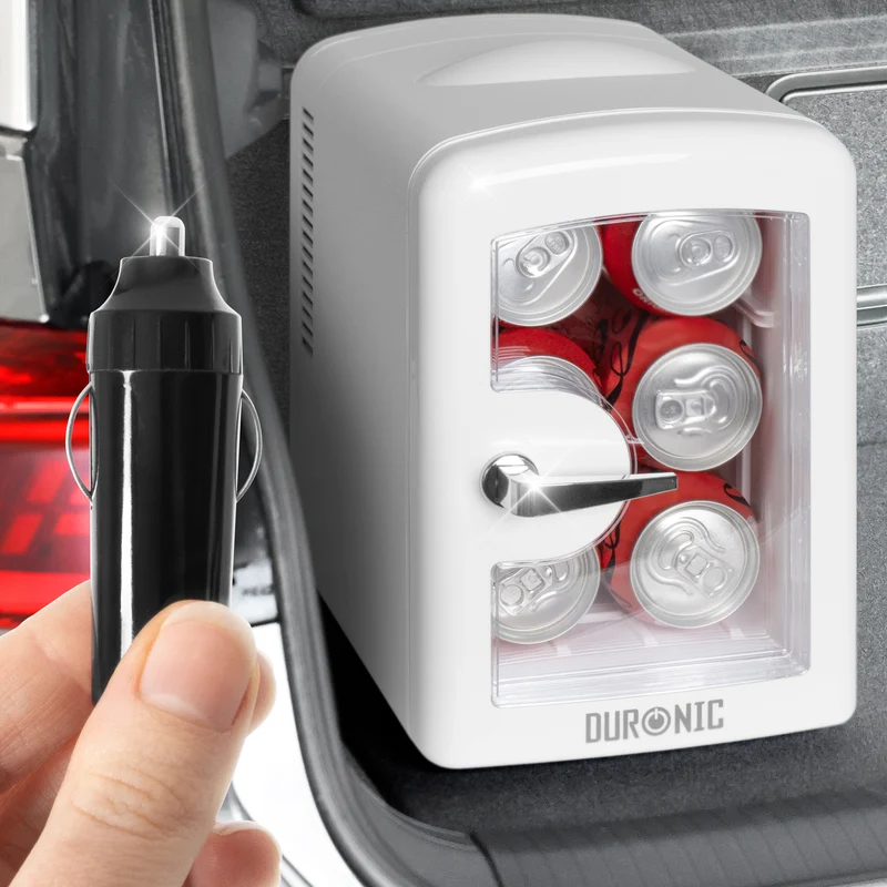 Duronic MFW4 WE Mini Fridge Warmer 4L / 6 Can Quiet Thermoelectric Small Refrigerator, Portable 12V & Mains Cooler for Bedroom, Office & Car, Skincare Fridge for Face Masks, Cosmetics & Drinks, White