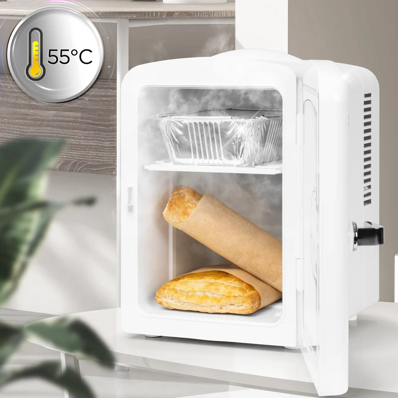 Duronic MFW4 WE Mini Fridge Warmer 4L / 6 Can Quiet Thermoelectric Small Refrigerator, Portable 12V & Mains Cooler for Bedroom, Office & Car, Skincare Fridge for Face Masks, Cosmetics & Drinks, White