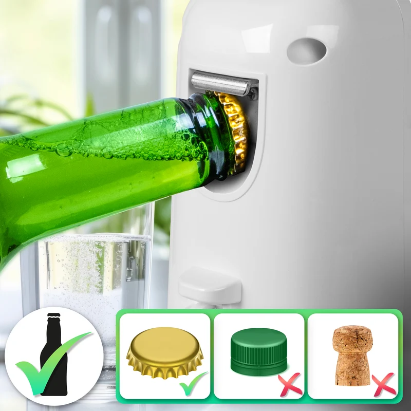 Duronic Electric Can Opener CO40 WE Automatic Tin Openers with Knife Sharpener & Bottle Opener 50W Magnetic Electrical Can Openers One Touch Tin Opener for Arthritis Elderly Seniors - White