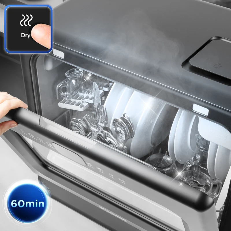 Duronic DW10 Tabletop Countertop Dishwasher, 5L Portable Mini with 5 Wash Cycles, Black