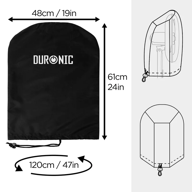 (FAN COVER ONLY) Duronic FAN COVER for 16 Inch & 12 Inch Fans, Suitable for Pedestal Fans and Desktop Fans, Wipe Clean Dust Cover for Electric Fans – black