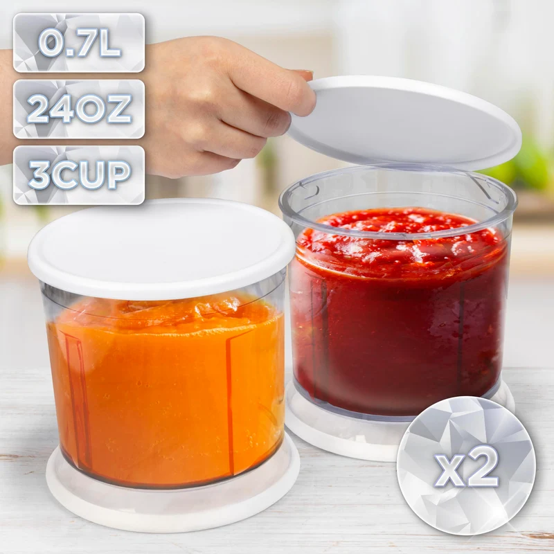 Duronic Mini Chopper CH57 WE Mini Food Processor 500W White Vegetable Choppers 2 x 700ml Blender Bowl with Lid Garlic Chopper with Quad Stainless Steel Blades for Dips Sauces Vegetable Meat Mincer