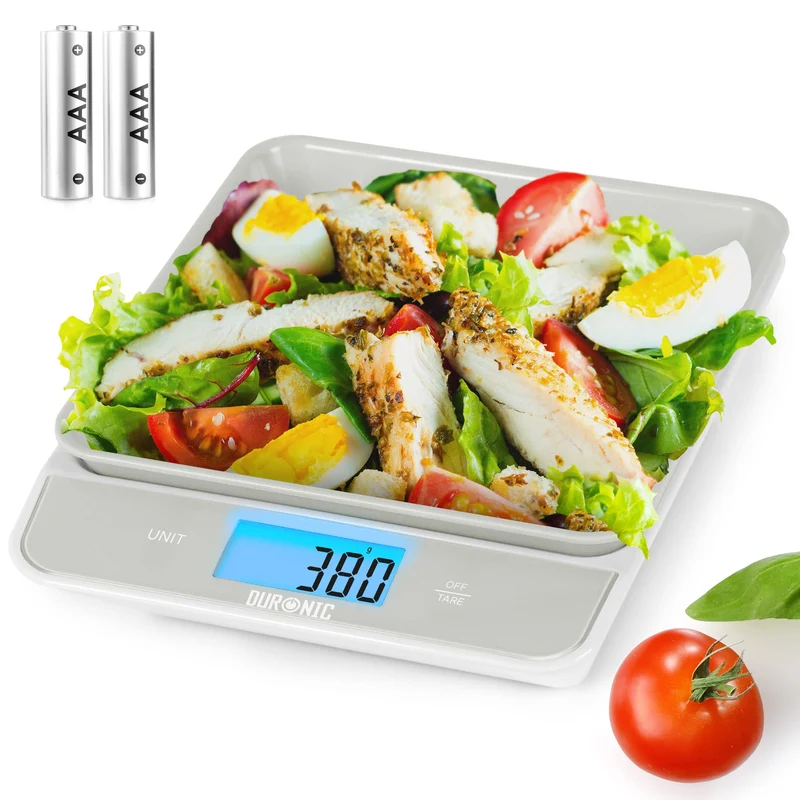 Duronic Digital Kitchen Scales KS100 GY Electronic Kitchen Scale with Bowl Measuring Weighing Scale Grey Baking Scale for Cooking Baking Mail Pet Food Measurement Baker Weight Scale, Tare LCD Display
