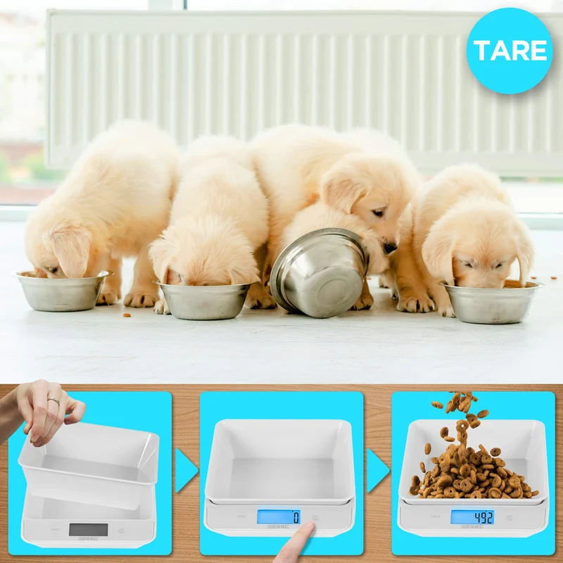 Duronic Digital Kitchen Scales KS100 WH Electronic Kitchen Scale with Bowl Measuring Weighing Scale White Baking Scale for Cooking Baking Mail Pet Food Measurement Baker Weight Scale, Tare LCD Display