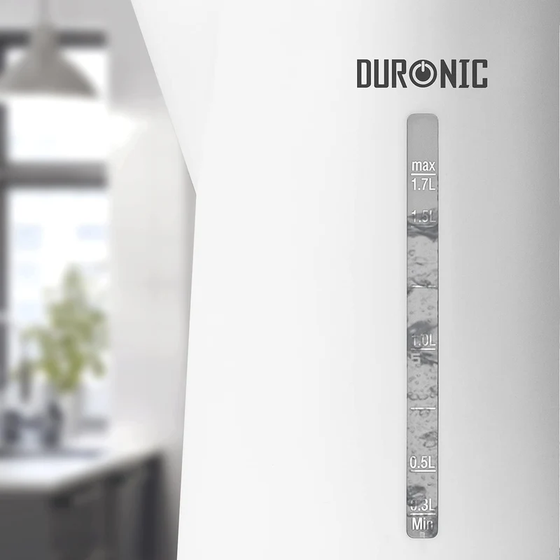 Duronic Electric Kettle EK17 WE Cordless Kettles Hot Water Boiler Electrical Heating with Fast Boil Dry Protection Quiet Electronic Kitchen Kettle for Boiling Water Tea Coffee Hot Chocolate Soup - White