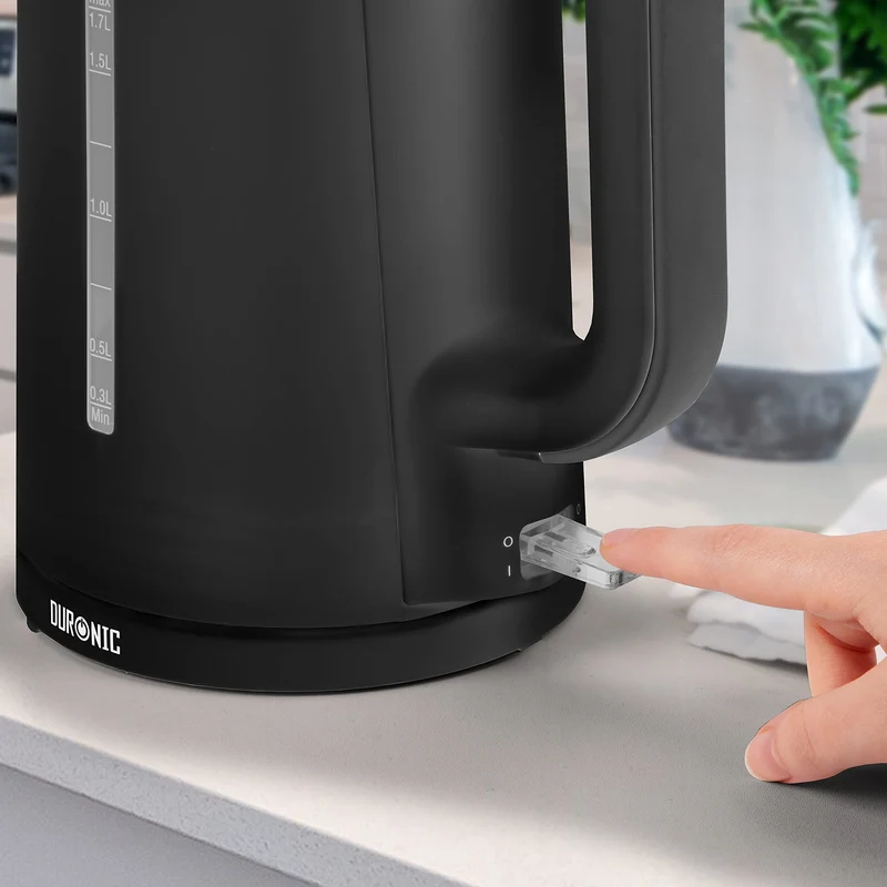 Duronic Electric Kettle EK17 BK Cordless Kettles Hot Water Boiler Electrical Heating with Fast Boil Dry Protection Quiet Electronic Kitchen Kettle for Boiling Water Tea Coffee Hot Chocolate Soup - Black