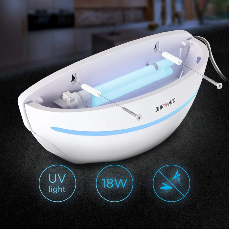 Duronic Electric Fly Catcher Sconce FKWS18 UV Lamp Electronic Fruit Fly Killer Bug Catcher, Wall Mount Sticky Trap for Flies Gnats Mosquito Flying Insects