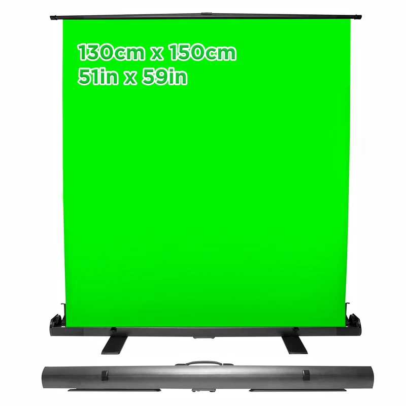 Duronic Floor Green Screen Backdrop FPS15 Projector Screens with Stand, Portable Foldable Crease-Free Projection Display Viewing Sheet Backgrounds for Projectors, Home, Office, Videos with Carry Case