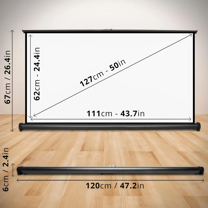 Duronic Projector Screen DPS50 /169, Portable 50” Desktop Projection Screen for School Home Theatre, Table-Top projector screen with 16:9 Ratio