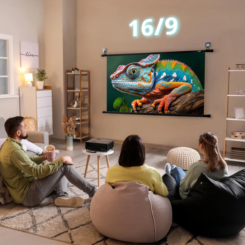 Duronic Bar Projector Screen BPS60 / 169 Wall Mountable 60” Projection Screens for Home Office School Matte White Movie Screen with 16:9 Aspect Ratio for Movie Nights Home Cinemas Office Presentations