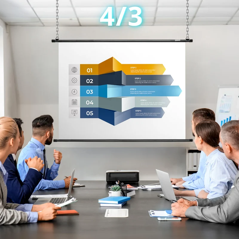Duronic Bar Projector Screen BPS60 / 169 Wall Mountable 60” Projection Screens for Home Office School Matte White Movie Screen with 16:9 Aspect Ratio for Movie Nights Home Cinemas Office Presentations