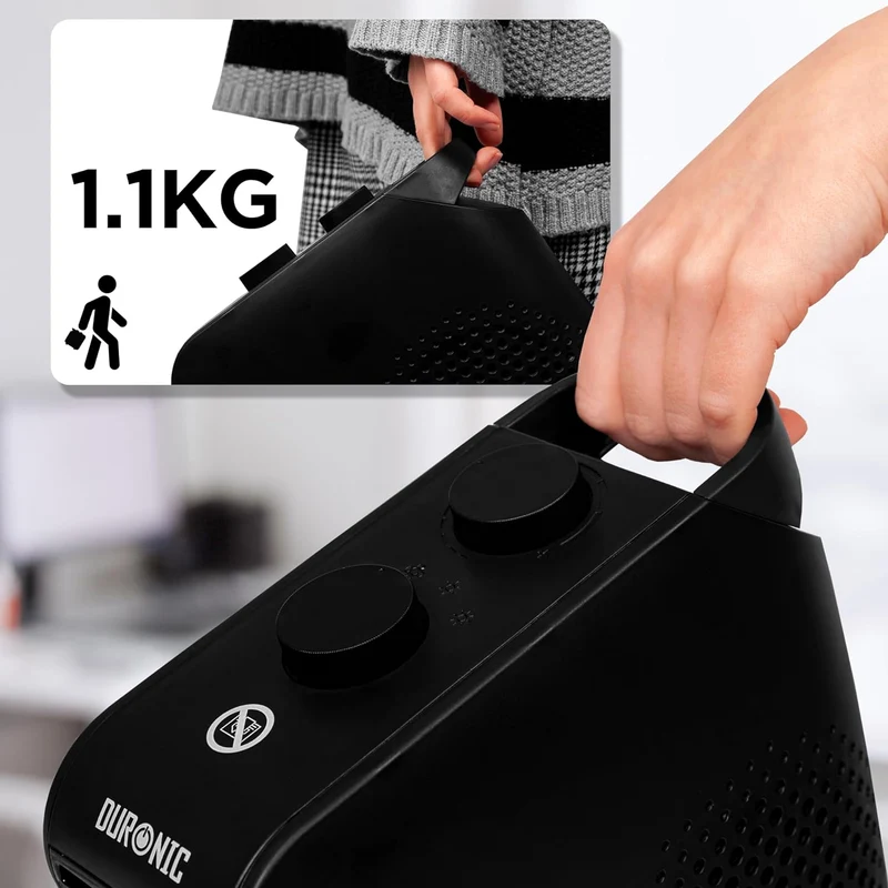 Duronic HV21 Elektroheizkörper 2000W Heizung | Energiesparende Heizung mit Thermostat | Überhitzungsschutz | Ideal für Büro Zuhause Schlafzimmer | Ultra kompakt und portabel | vertikal und horizontal