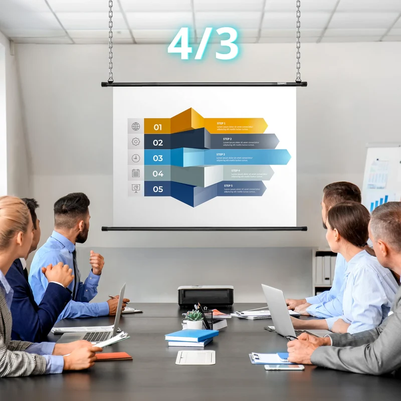 Duronic Bar Projector Screen BPS50 / 169 Wall Mountable 50” Projection Screens for Home Office School Matte White Movie Screen with 16:9 Aspect Ratio for Movie Nights Home Cinemas Office Presentations