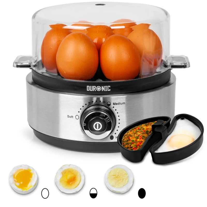 Duronic Electric Egg Boiler EB40 BK Steamer for Eggs 400W Automatic Egg Boiler Electronic Omelette Maker Poacher for 7 Soft, Medium & Hard Boiled Eggs