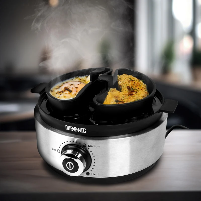 Duronic Electric Egg Boiler EB40 BK Steamer for Eggs 400W Automatic Egg Boiler Electronic Omelette Maker Poacher for 7 Soft, Medium & Hard Boiled Eggs
