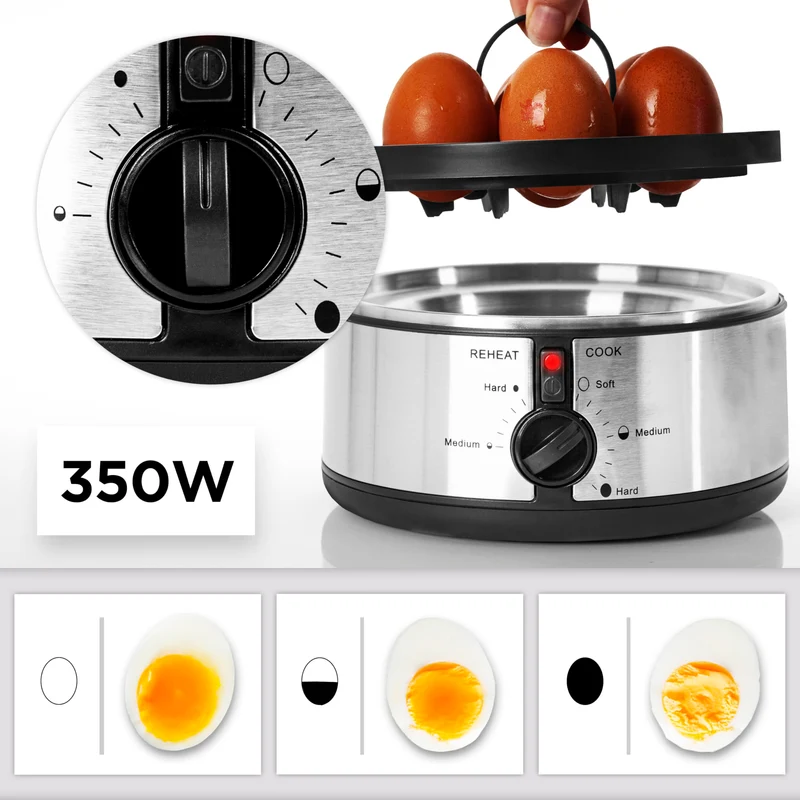 Duronic Electric Egg Boiler EB35 BK Steamer for Eggs 350W Automatic Egg Boiler Electronic Omelette Maker Poacher for 7 Soft, Medium & Hard Boiled Eggs