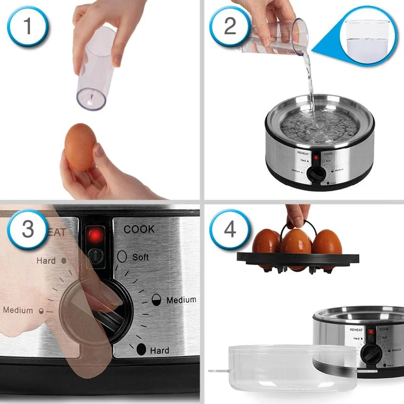 Duronic Electric Egg Boiler EB35 BK Steamer for Eggs 350W Automatic Egg Boiler Electronic Omelette Maker Poacher for 7 Soft, Medium & Hard Boiled Eggs