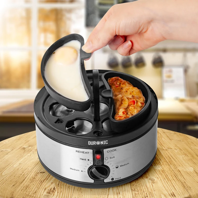 Duronic Electric Egg Boiler EB35 BK Steamer for Eggs 350W Automatic Egg Boiler Electronic Omelette Maker Poacher for 7 Soft, Medium & Hard Boiled Eggs