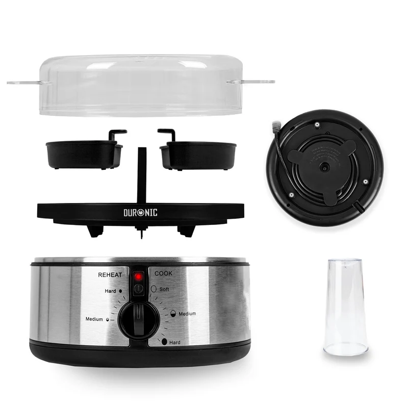 Duronic Electric Egg Boiler EB35 BK Steamer for Eggs 350W Automatic Egg Boiler Electronic Omelette Maker Poacher for 7 Soft, Medium & Hard Boiled Eggs