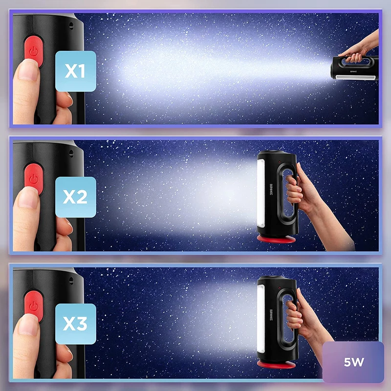 Duronic RL13 Taschenlampe | Outdoor Camping-Laterne | Lampe mit 3 Modi | Handscheinwerfer mit 2000 mAh Akku | Handlampe mit 240 Lumen | Geeignet für Wandmontage | Notfallleuchte | Wandlampe mit LED