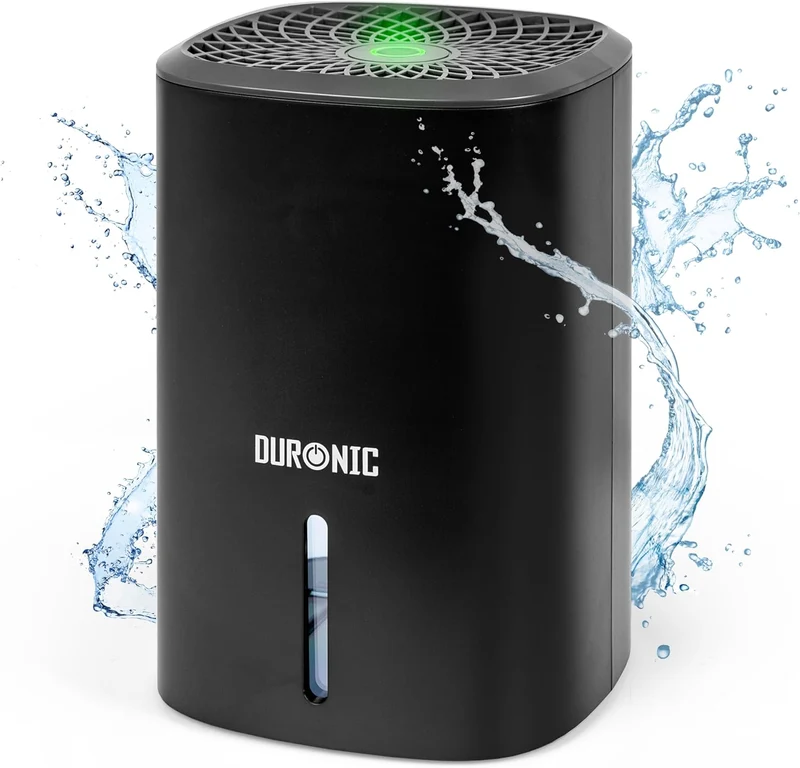 Duronic DH06 BK Luftentfeuchter | Leiser Entfeuchter für 5-10m² Räume | Kleiner Kondenstrockner mit 0,8 Liter Wassertank | 23 Watt Raumentfeuchter gegen Schimmel | Gegen Kondenswasser im Schlafzimmer