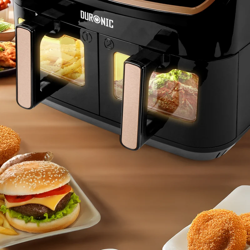 Duronic AFD2 BG Heißluftfritteuse Ersatzkörbe, 2 x 5 Liter Volumen, Ersatz Frittierkörbe für Duronic AF24 Fritteuse, Portion für die ganze Familie, Frittieren ohne Öl, Zubehör für Air Fryer