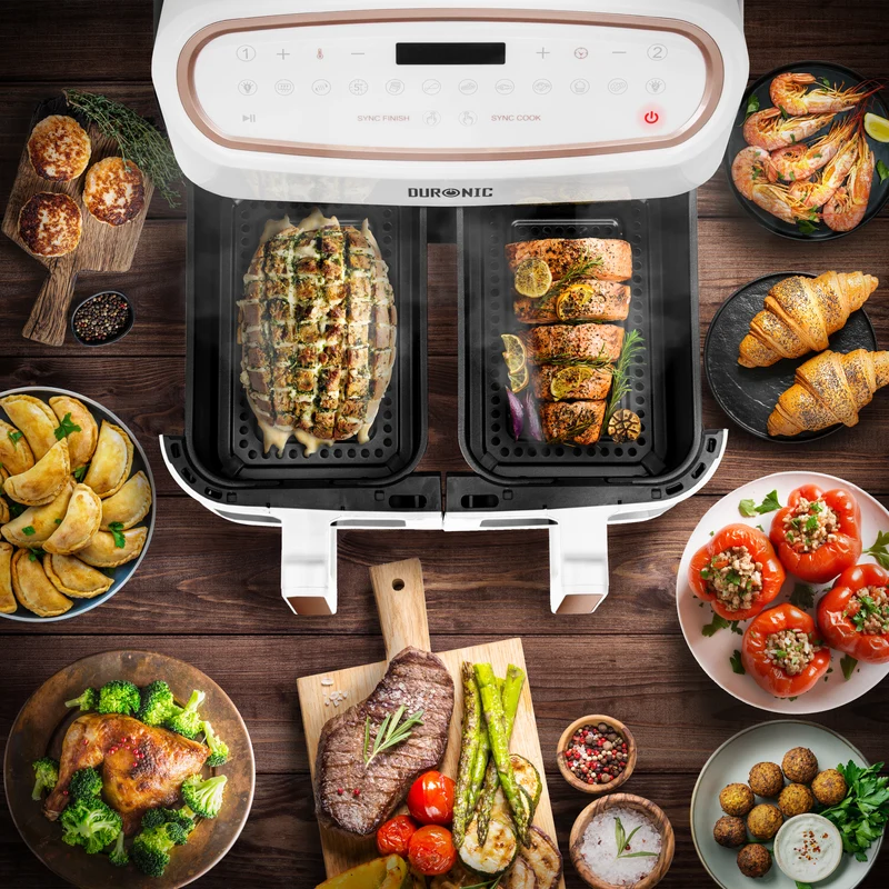 Duronic AFD2 WE Heißluftfritteuse Ersatzkörbe, 2 x 5 Liter Volumen, Ersatz Frittierkörbe für Duronic AF24 Fritteuse, Portion für die ganze Familie, Frittieren ohne Öl, Zubehör für Air Fryer