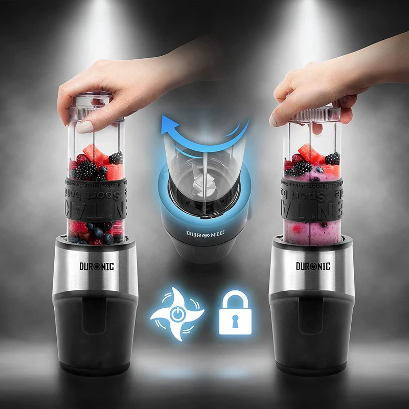 Duronic BL520 Blender, Mixer und Smoothie Maker, Standmixer für beste Rezepte, kleiner Hochleistungsmixer mit 23000 U/min und 500 Watt, Küchenmixer mit 2 Trinkflaschen BPA frei, Blender für Smoothies