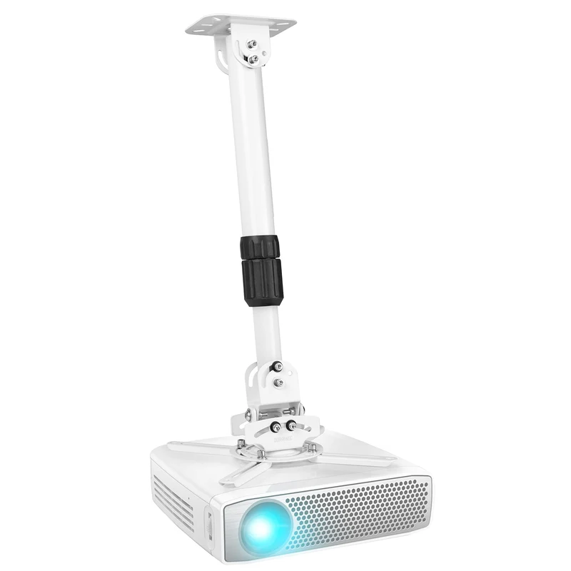 Duronic Projector Mount Stand for Ceiling or Wall Bracket PB06XL | 13.6kg Capacity | Multi-Fit Projector Bracket | Extendable Heavy Duty Adjustable Clamp | Tilt Swivel Rotate | White