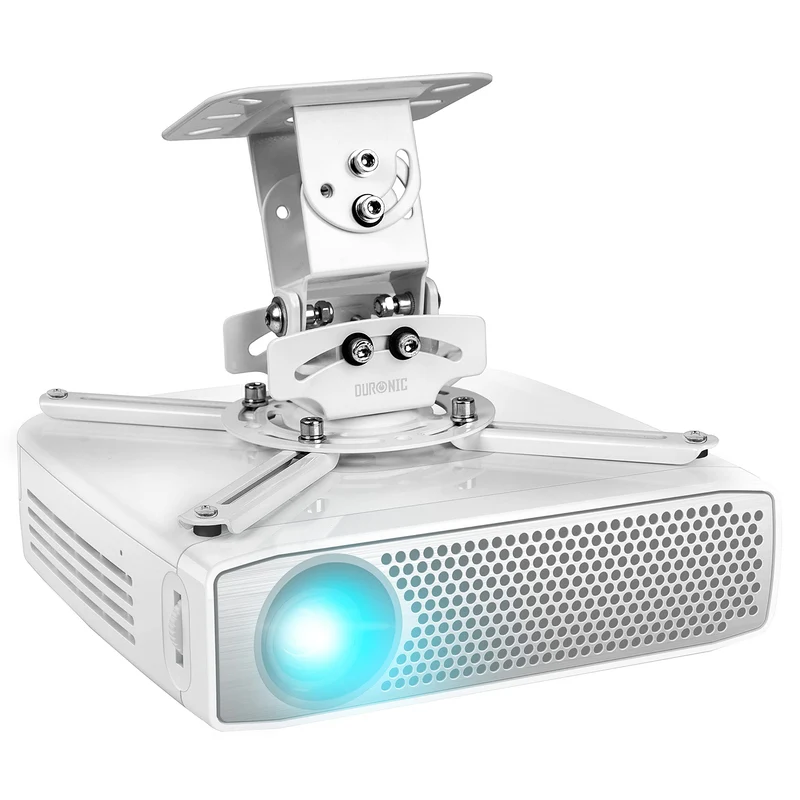 Duronic Projector Mount Stand for Ceiling or Wall Bracket PB05XB | 13.6kg Capacity | Multi-Fit Projector Bracket | Heavy Duty Adjustable Clamp | Tilt Swivel Rotate | White