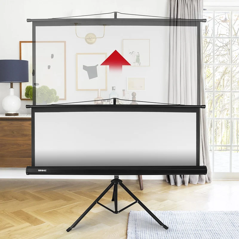 Duronic TPS60 Leinwand, 60" Stativleinwand, Stativ Beamerleinwand mit 122 x 91 cm Fläche im 4:3 Format, Heimkino mit 4K Full HD 3D, Projektorleinwand für Schule und Büro, Präsentationsleinwand