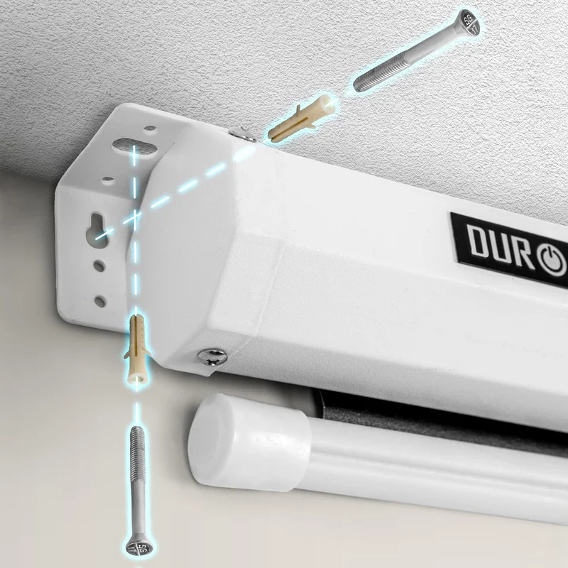 Duronic MPS70 16:9 WE Beamer Leinwand | 70 Zoll Projektor Leinwand | 16:9 Heimkino | Gain +1 Rolloleinwand für Wand- oder Deckenmontage | 4K UHD, 3D, Full HD 1080p | Kompakte Projektionsleinwand Weiß
