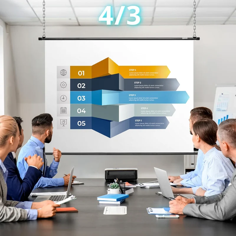 Duronic BPS100 16:9 Projektorleinwand, Beamerleinwand 100 Zoll, Heimkino mit 4K Full HD 3D, Rolloleinwand 1.0 Gain, Beamer Leinwand für Wandmontage, Filmnacht, Videoleinwand für Büro Schulen