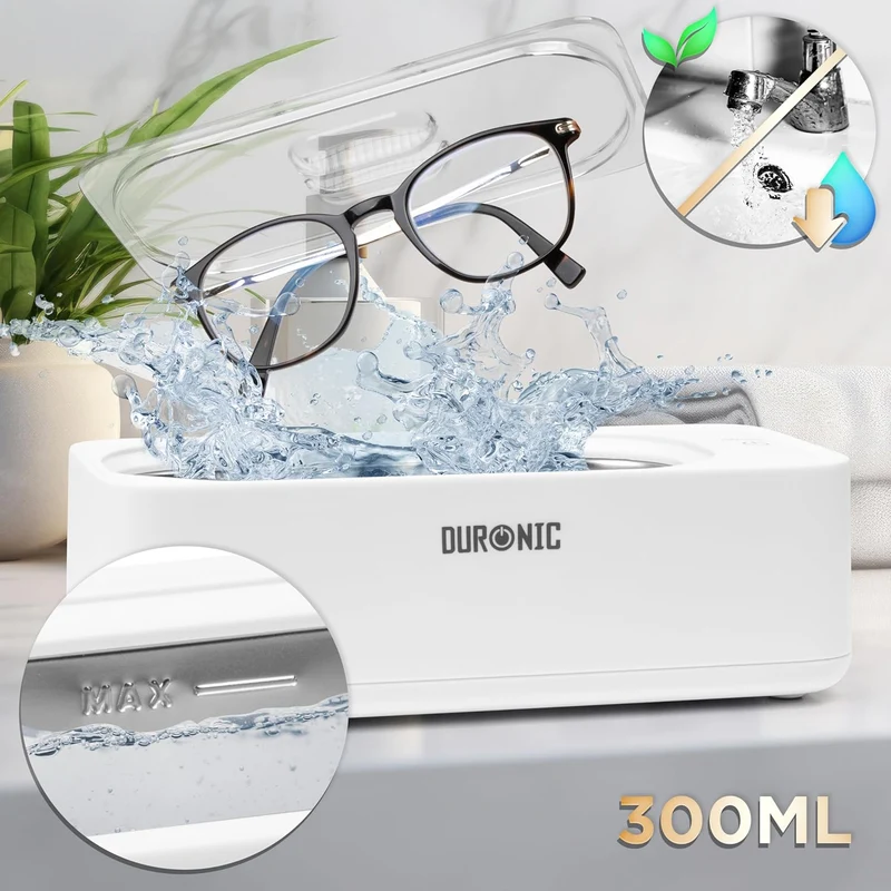 Duronic UC30 Ultraschallreinigungsgerät, 53000Hz Brillenreinigungsgerät, kompakter Ultraschallreiniger für Brille, Zahnersatz und Schmuck, Ultraschall