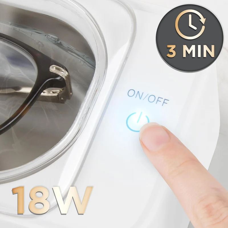 Duronic UC30 Ultraschallreinigungsgerät, 53000Hz Brillenreinigungsgerät, kompakter Ultraschallreiniger für Brille, Zahnersatz und Schmuck, Ultraschall