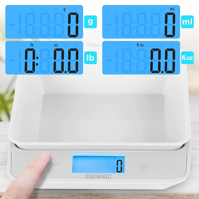 Duronic KS100 WH Küchenwaage | 5 kg Digitalwaage mit 1,2 L abnehmbarer Schüssel | 1 g grammgenau Präzision-Feinwaage | Haushaltswaage mit Tara-Funktion | Digitale Waage mit Hold-Funktion | Zum Kochen