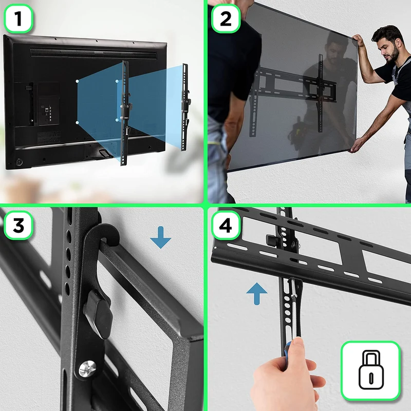 Duronic TVB123M Wandhalterung | Fernseher bis 60" Zoll | 40 kg Belastbarkeit | VESA 600 x 400, 400 x 400 | Neigbar TV Halterung | Plasma LED OLED LCD Fernsehhalterung | Monitor Flach und Curved