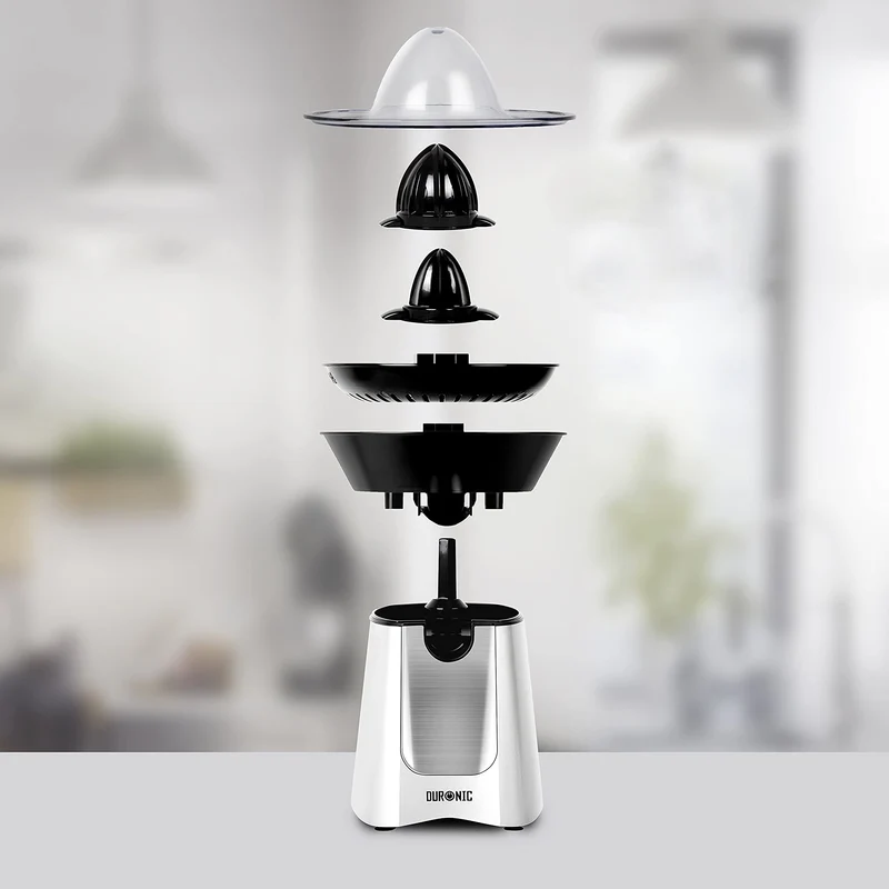 Duronic JE6 SR Saftpresse elektrisch 100W, Zitronenpresse, Zitruspresse 2 Kegel, Orangenpresse, hohe Saftgewinnung, Edelstahl Fruchtpresse mit Sieb, Citrus juicer, Orangensaftpresse, Limepresse