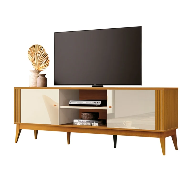 Tokoa Mesa para TV con 2 Puertas y Estantes 160cm Off White (776176)