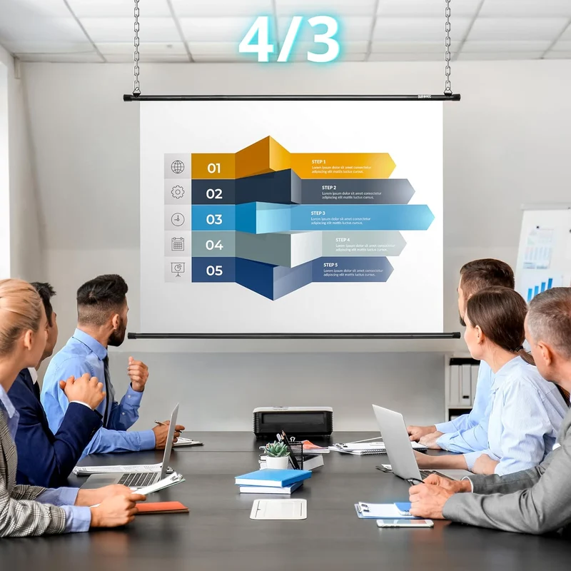 Duronic BPS70 16:9 Projektorleinwand, Beamerleinwand 70 Zoll, Heimkino mit 4K Full HD 3D, Rolloleinwand 1.0 Gain, Beamer Leinwand für Wandmontage, Filmnacht, Videoleinwand für Büro Schulen
