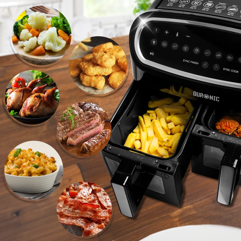 Duronic AFL1 Silikonform, zwei Antihaft Silikoneinsätze, Wiederverwendbar, Airfryer- Zubehör, Airfryer Accesories, Kompatibel mit Duronic AF34 & AF24 & anderen Dualzone Airfryer