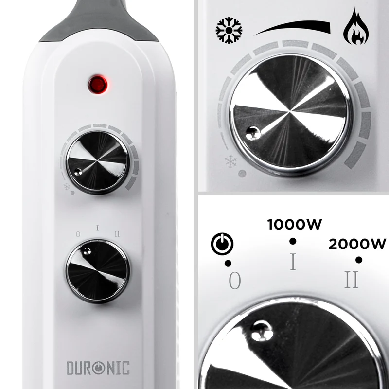 Duronic Electric Heater HV180 WE Oil Free Convection Heaters, Micathermic Panel Heaters, Portable Radiator with Mica Panels Convector Radiators for Heating Up Homes, Bedrooms, Offices & Garage Spaces